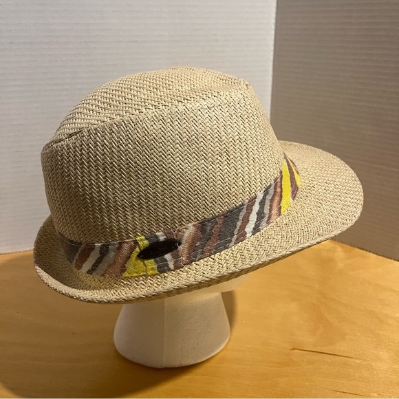 Original Panama Jack Fedora Paper Hat Straw Look Natural Woven Women’s One Size - Picture 3 of 7